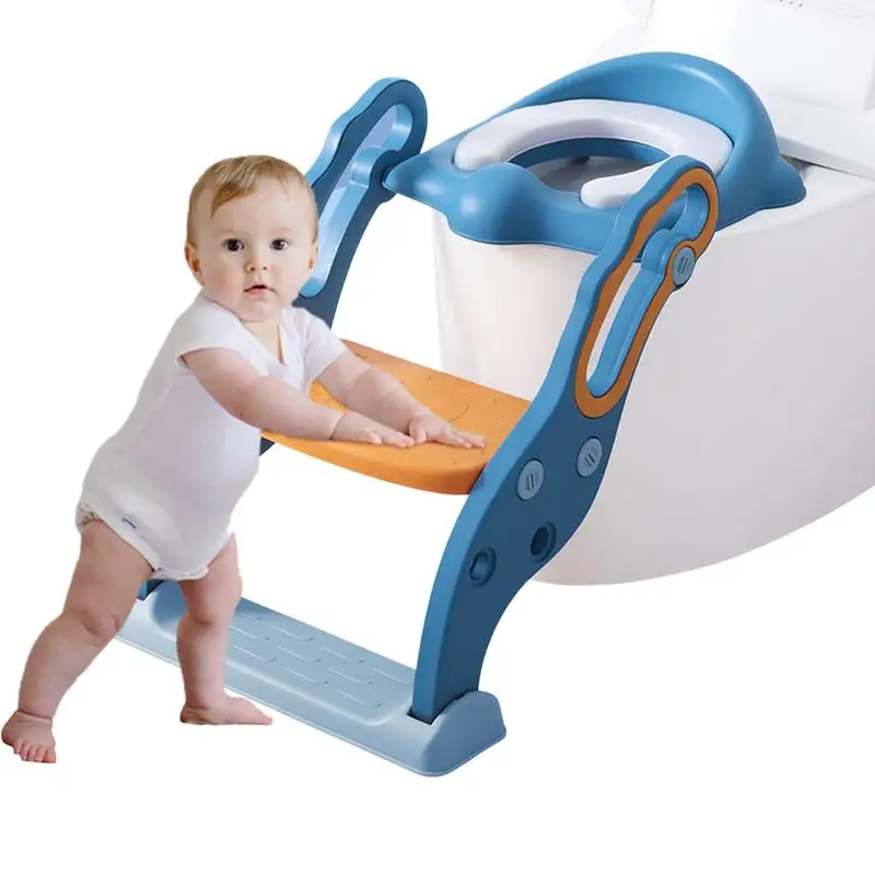 

Toddler Toilet Seat With Step Stool Non-Slip Steps And Anti Slip Pads Safe Potty Seat Anti-Slip Pads For Boys Girls Toddlers