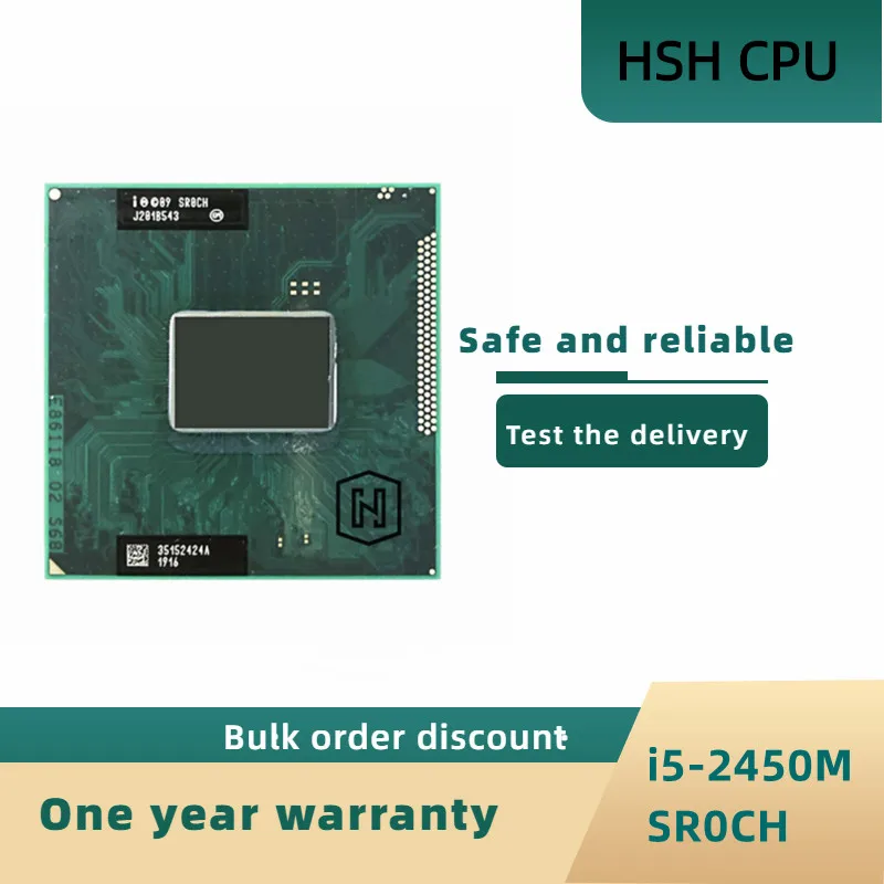 Intel Core i5-2450M i5 2450M SR0CH 2.5 GHz Dual-Core Quad-Thread CPU Processor 3M 35W Socket G2 / rPGA988B