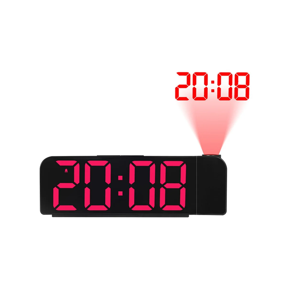 

180° Rotation Projection Alarm Clock 12/24H LED Digital Clock USB Charge Ceiling Projector Alarm Clock (Red)