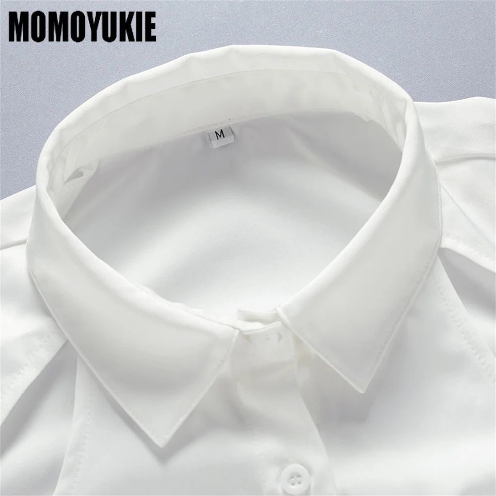 Женская блузка с длинным рукавом элегантная белая рубашка лето 2023