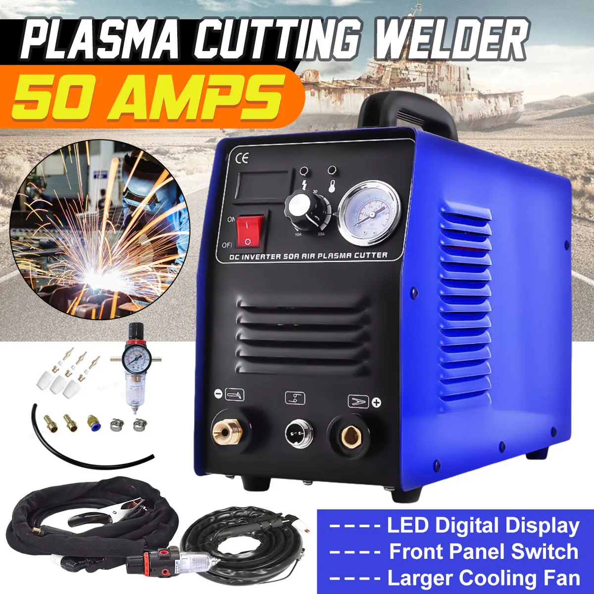 

CT50 220V 50A Plasma Cutter Plasma Cutting Machine with PT31 Cutting Torch Welding Accessories Car Metal Working Machine