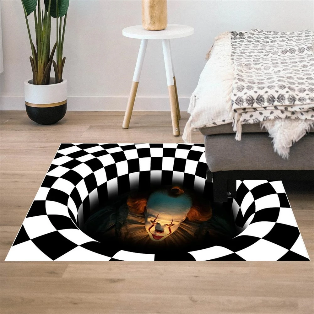 

3D Illusion Vortex Horror Home Carpet Clown Trap Visual Carpet Living Room Floor Mat Halloween Funny Decoration for Home