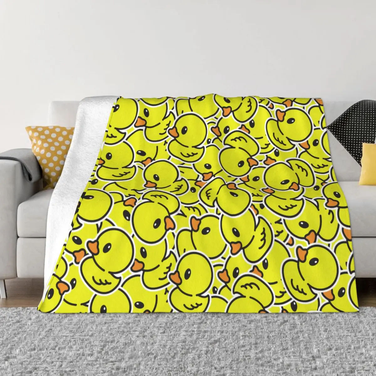

Cartoon Yellow Duck Pattern Blanket Fleece Textile Decor Multi-function Super Warm Throw Blanket for Bed Bedroom Quilt