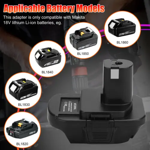 Battery Adapter For Makita 18V  Li-ion batteries,BL1860B  BL1860 BL1850B to Ryobi 18v P102 P103 P104 Battery Tools MT20RNL enlarge