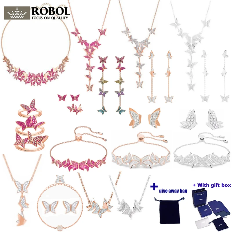 

High-quality Original Boutique Charm Gemstone Butterfly-shaped Necklace Earrings, Suitable for Girlfriend Birthday Gifts
