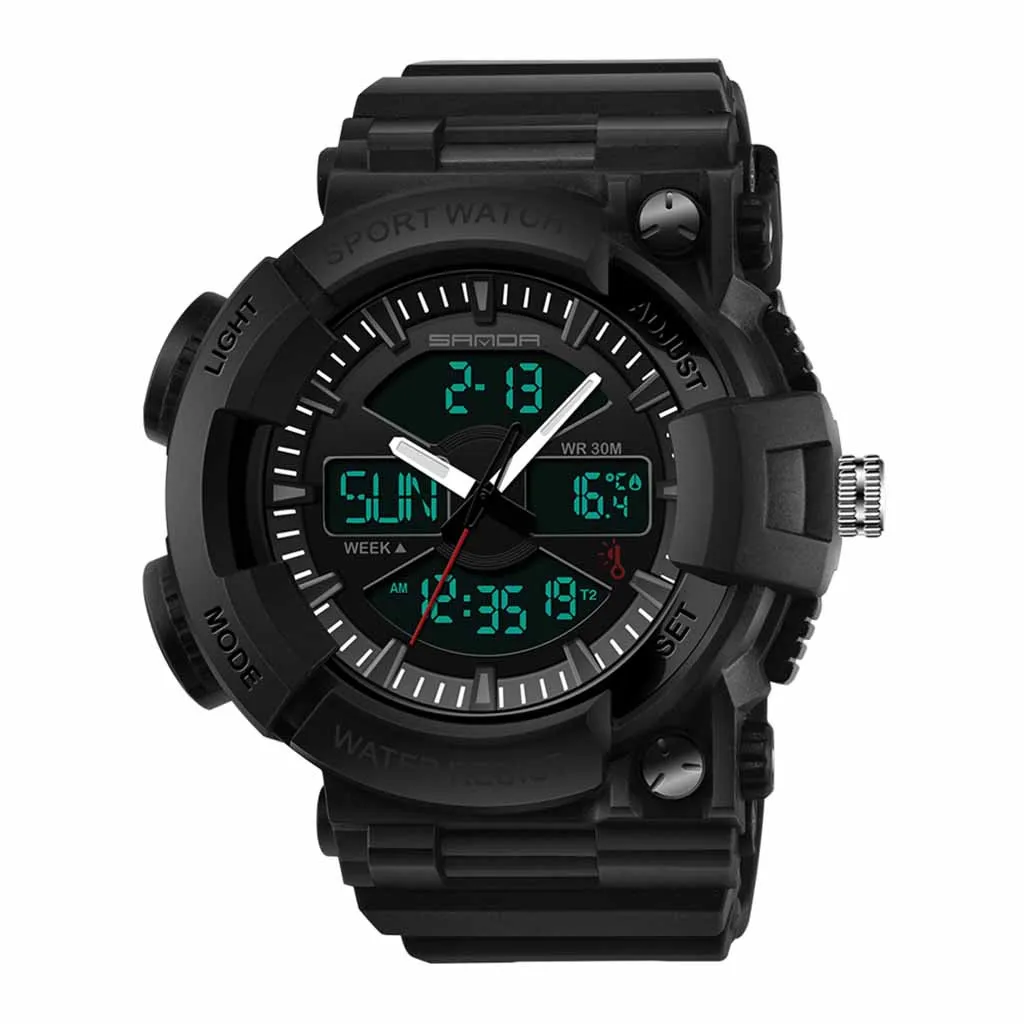 

Fashion Classic Led Dual Display Temperature Function Men's Electronic Watch Erkek Kol Saati Relojes Sumergibles Часы Мужские