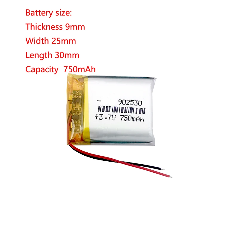 

902530 3.7v 750mah Rechargeable Lipo Battery For Bluetooth Speaker, Beauty Instrument, Tire Pressure
