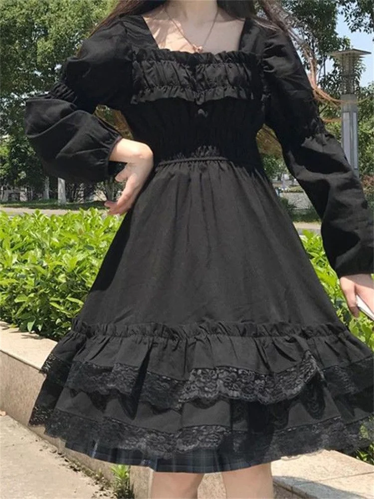 

Милое черное панк Фея гранж мини кружевное платье для женщин Harajuku Лолита платья темная эстетика альт готическая одежда корейская мода