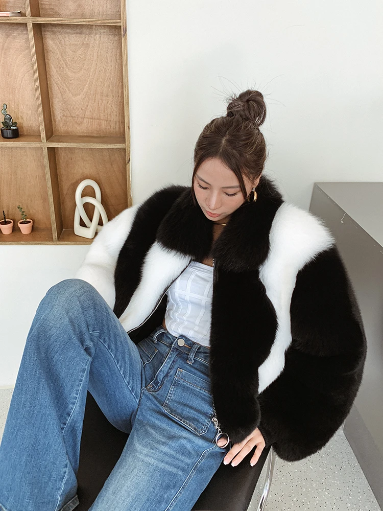 Women's fall winter Warm Natural Fox Fur Coat top quality Luxury Fashion natural fur jackets Wholesale  AN12