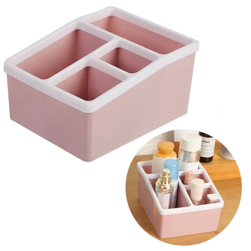 

Remote Control Holder 4 Compartments Organizer Holder Stand Shelf Rack Holder For Cosmetics Home Storage Organization