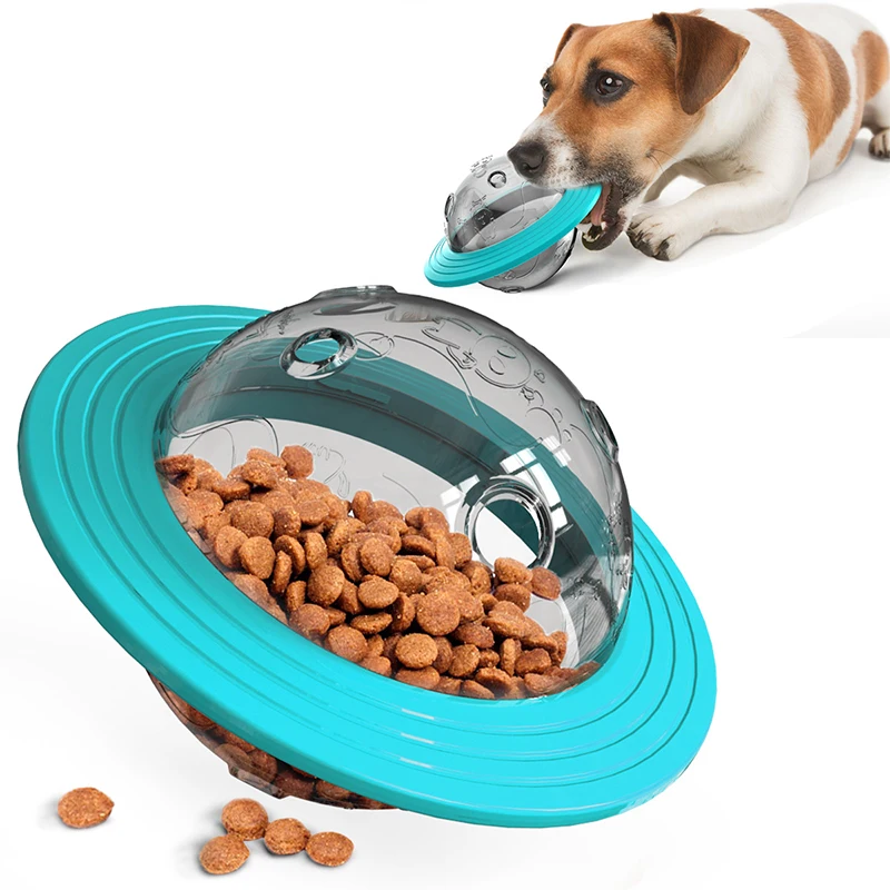 

Flying Saucer Dog Game Flying Discs Toys Cat Chew Leaking Slow Food Feeder Ball Puppy IQ Training Toy Anti Choke Feeding Balls
