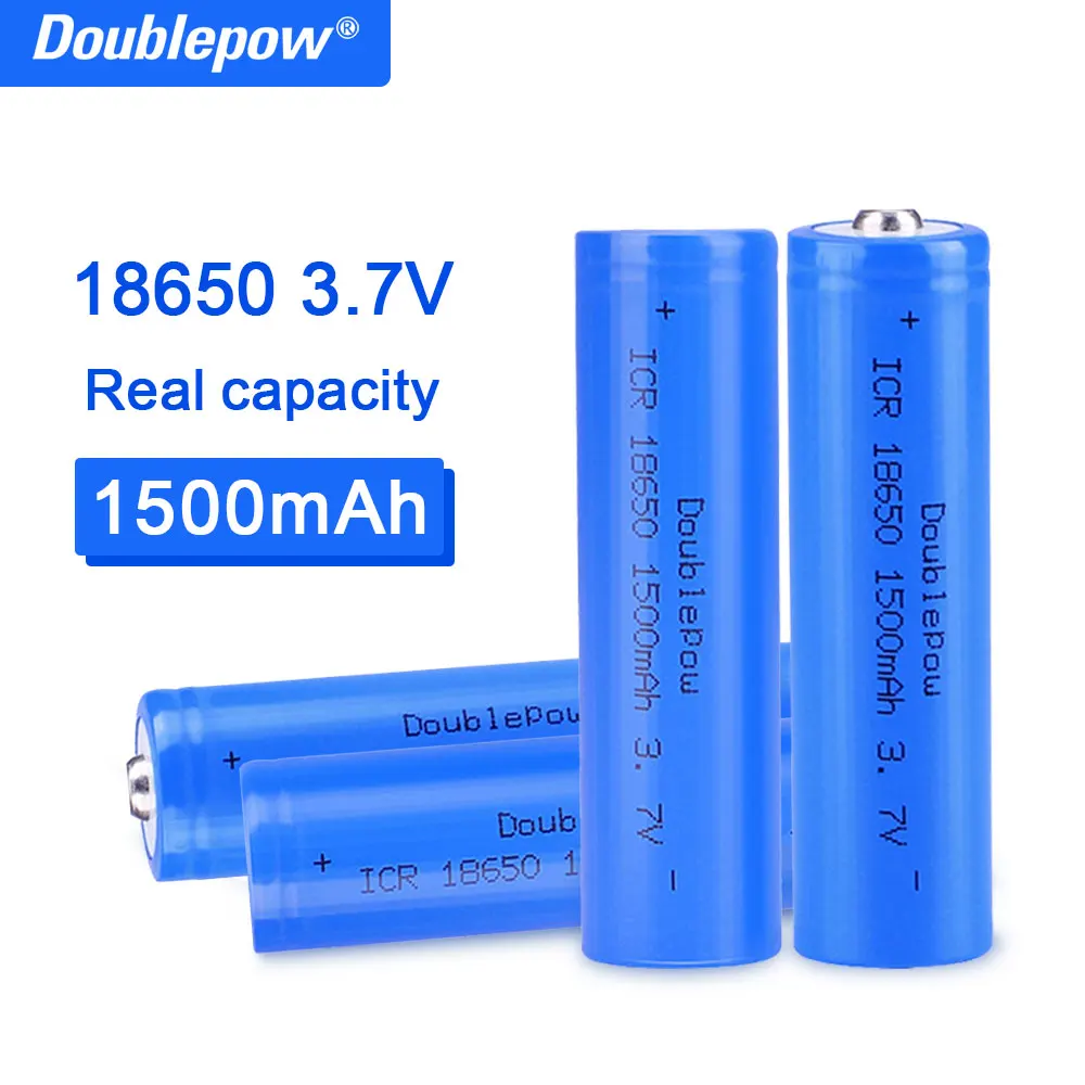 

Doublepow high quality 18650 battery 3 7V 1500mah lithium ion battery rechargeable battery for flashlight
