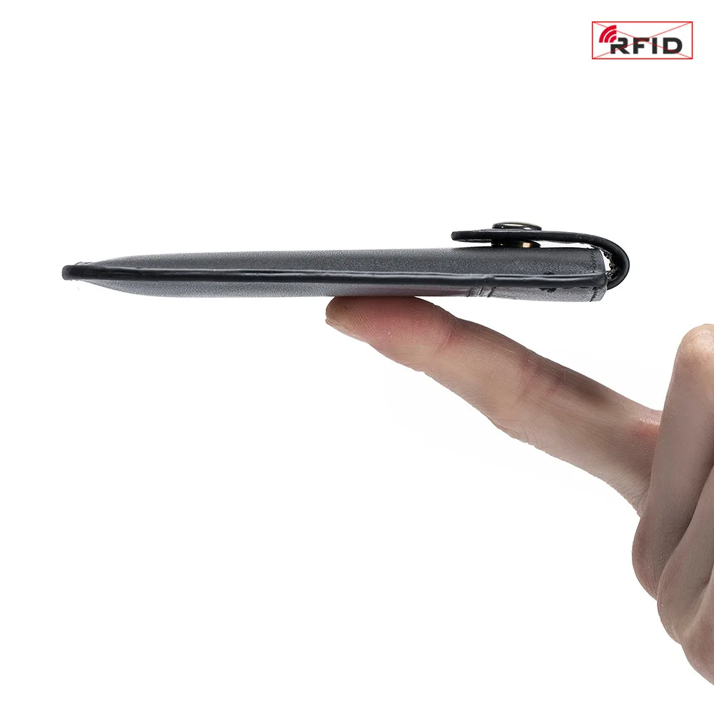 Ultra-thin Genuine Leather RFID ID Credit Bank Business Card Holder Cowhide Coin Purse Mini Pocket Wallets Clip For Men Women