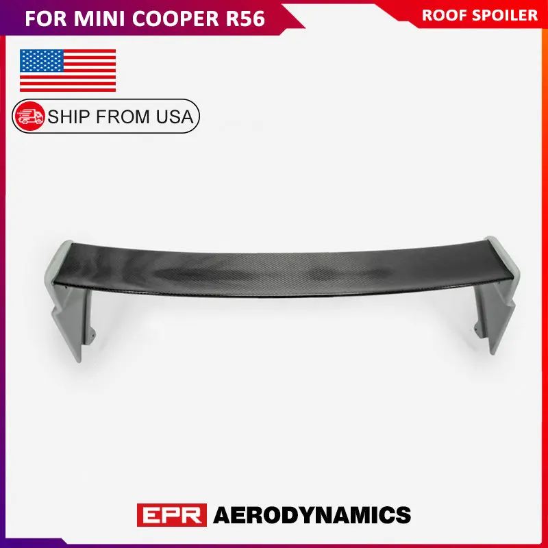

US Warehouse Type JCW Portion Carbon Fiber Roof Spoiler Fibre Wing Blade With Fiberglass Stand For Mini Cooper R56 Ver.2.11/2.12