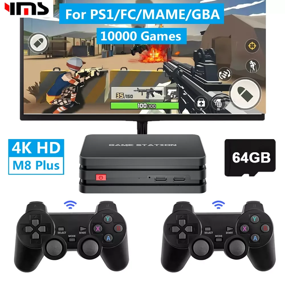 

2022 Video Game Console HD Retro TV Game Console Built-in 10000+ Games Quad Core 4K with Wireless Controller for PS1/GBA/FC/MAME
