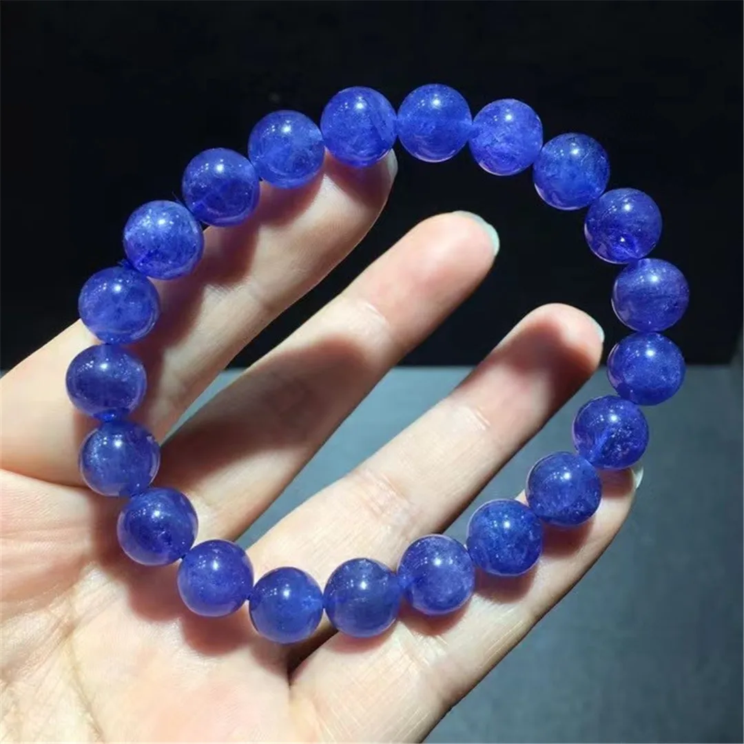 

9mm Natural Tanzanite Bracelet Jewelry For Women Men Wealth Healing Gift Blue Crystal Beads Stone Gemstone Strands AAAAA