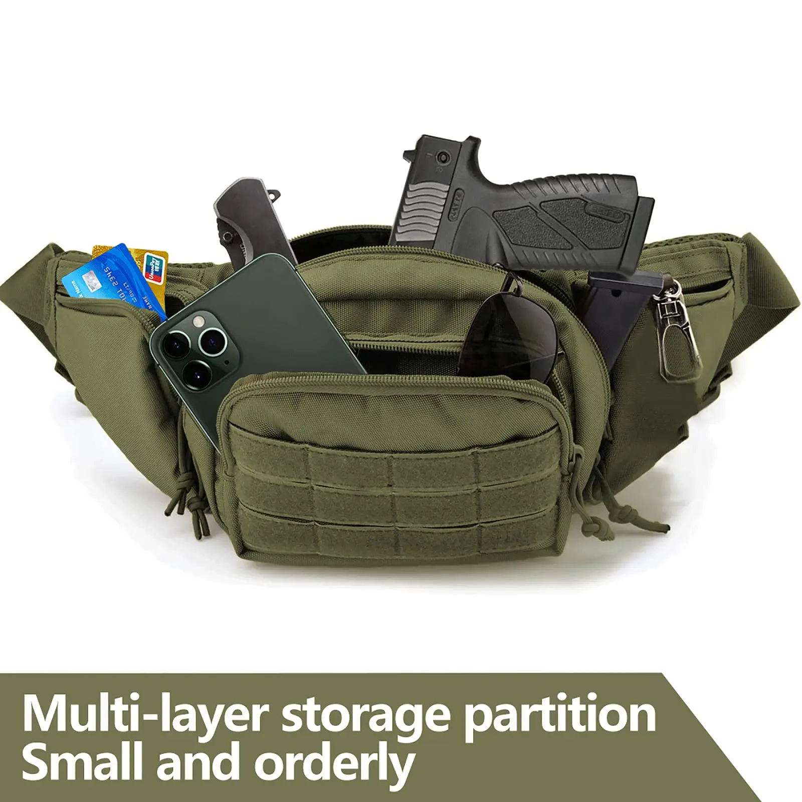 

Tactical Concealed Carry Pistol Pouch for Men Military Fanny Pack Hip Bumbag Holster Waist Gun Bag for Glock 1911 M9 Handguns