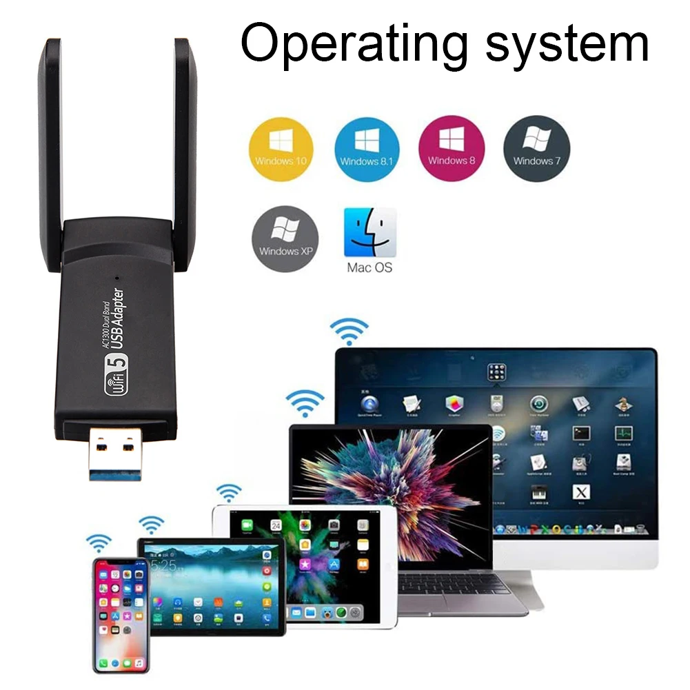 

Беспроводная сетевая карта 1300 Мбит/с, Bluetooth 4,2, два диапазона, 2,4G, стандартный USB-адаптер для настольного ПК, ноутбука, сетевая карта, беспрово...