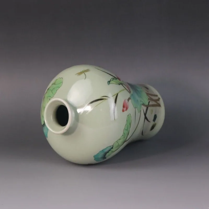 Династия Цин Guangxu переодевание пастельный цветок лотоса птица узор ваза сливы