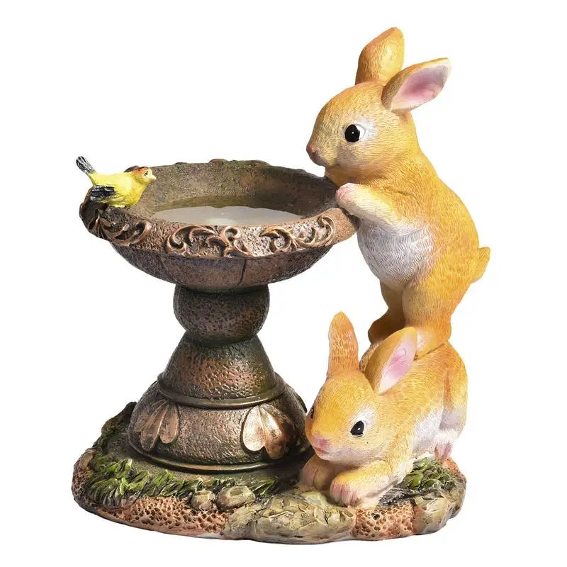 Solar Powered Rabbit Sculpture LED Light Resin Bunny Statue For Home Outdoor Courtyard Garden Animal Figurines Decoration Craft