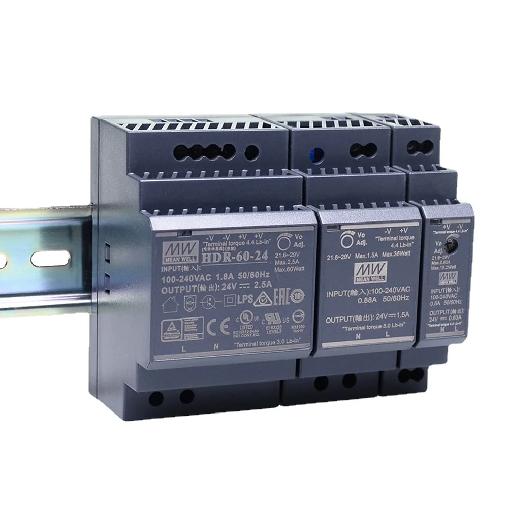 

HDR MEAN WELL MDR Rail 24V DC 12/5A Switching Power Supply 10/15/20/30/40/60W Transformer DR Original