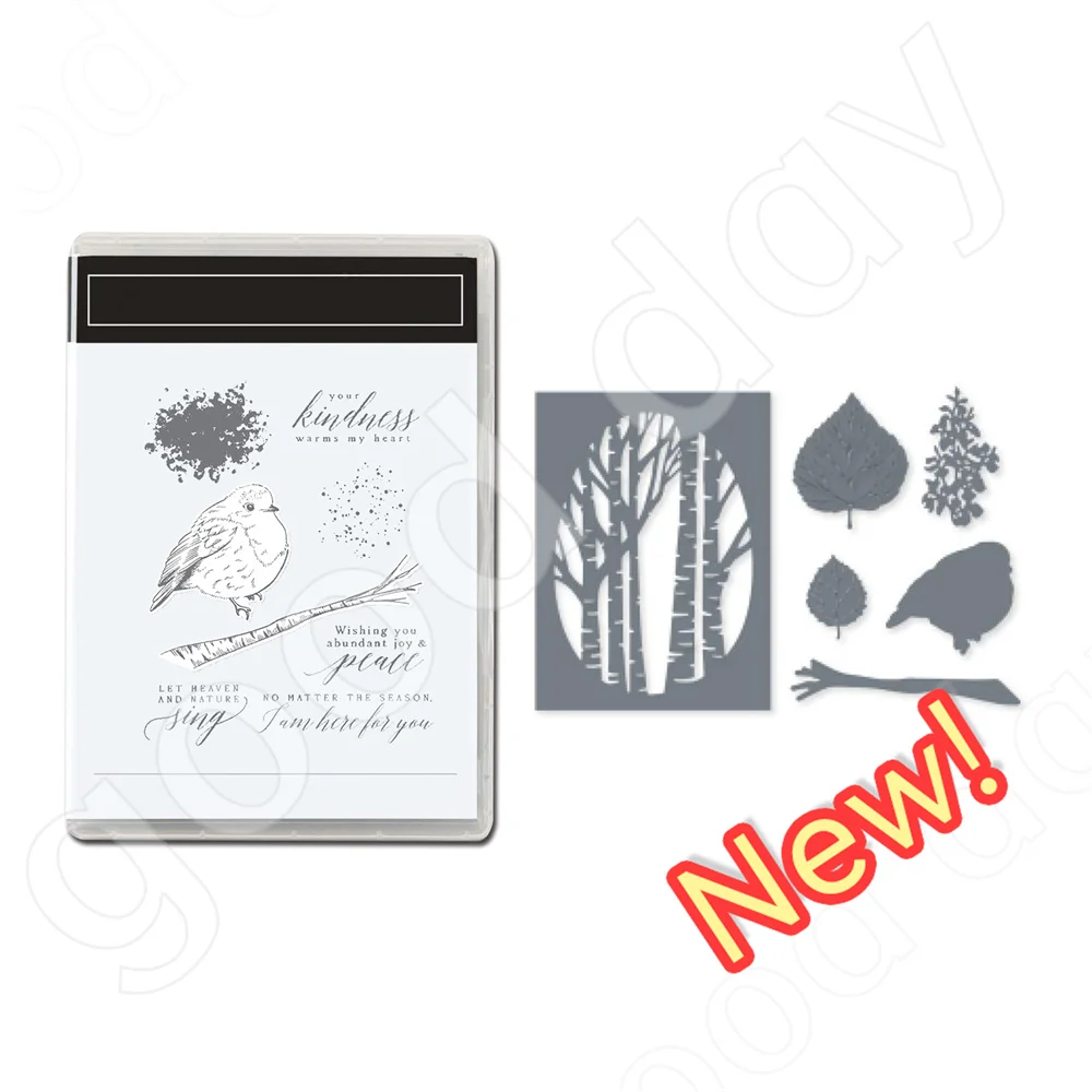 

Little Bird on Branch Clear Stamps or Metal Cutting Dies Sets for DIY Craft Making Card Scrapbooking 2023 Christmas New Arrival