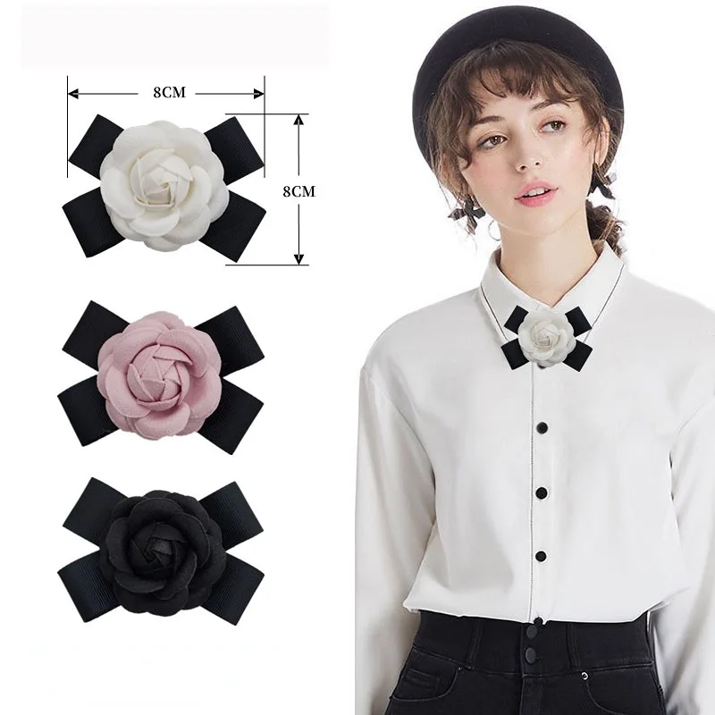 

New Fashion Ribbon Camellia Flower Brooch Pins Fabric Bow Corsage Wedding Party Brooches for Women Luxulry Jewelry Accessories