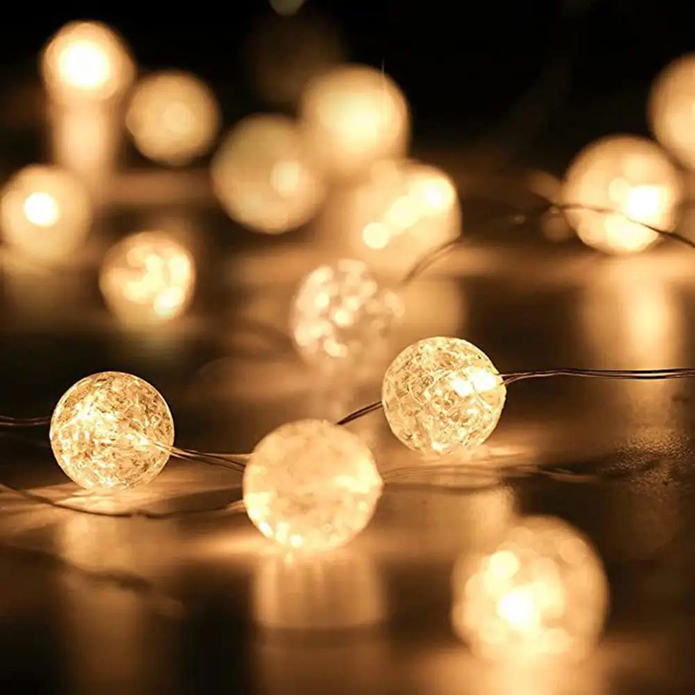 

LED Waterproof String Lights Crystal Crackle Ball Lights Indoor Outdoor LED Decorative Lights Holiday Party Lighting 10 /30 LEDs
