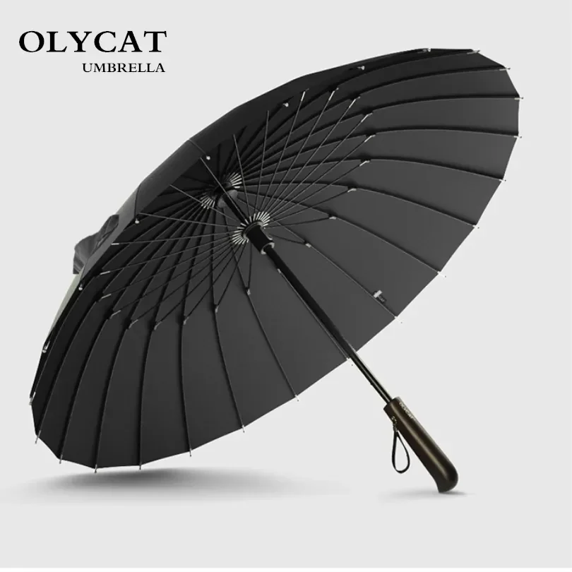 

Hot Sale Brand Rain Umbrella Men Quality 24K Strong Windproof Glassfiber Frame Wooden Long Handle Umbrella Women's Parapluie