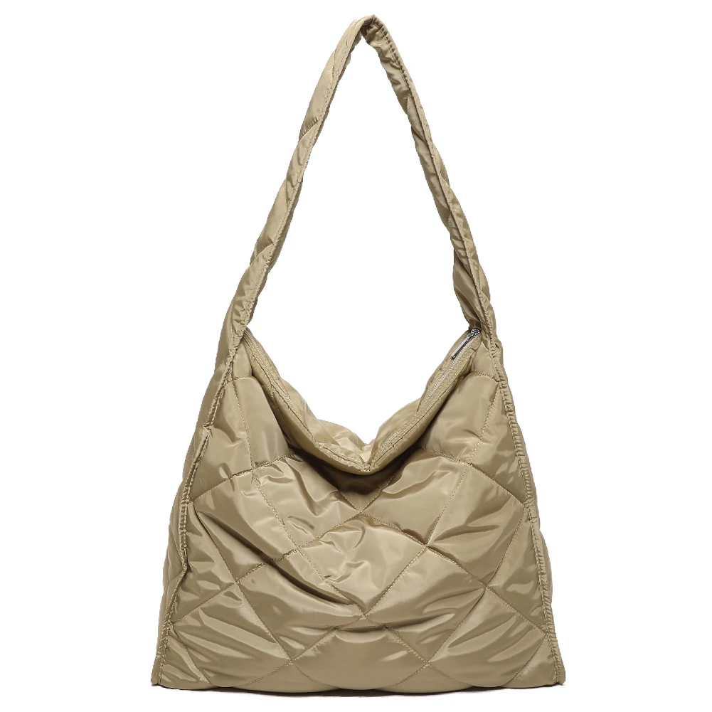 Женская Хлопковая Повседневная Большая Сумка С Ромбовидным Решетчатым Узором.