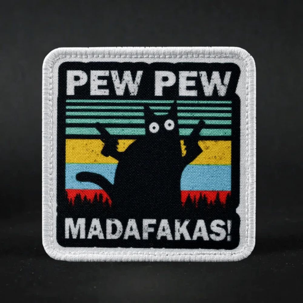 PEW PEW MADAFAKAS Cat Morale нашивка с вышивкой нашивки военный значок нарукавная повязка на крючок и петля эмблема наклейки на рюкзак (art.: 3920cb5603aba) - 3920cb5603aba
