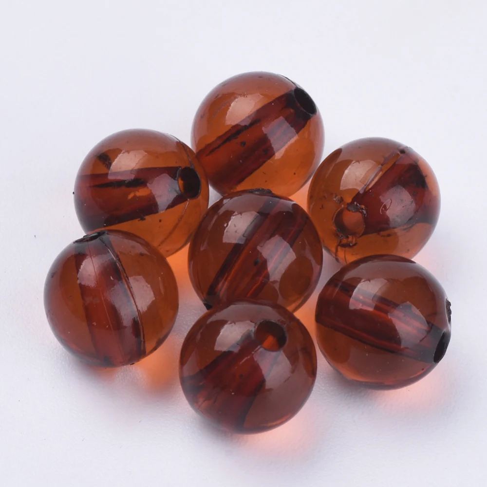 

100pc Transparent Acrylic Beads Round Coconut Brown 10x9.5mm Hole: 1.7mm