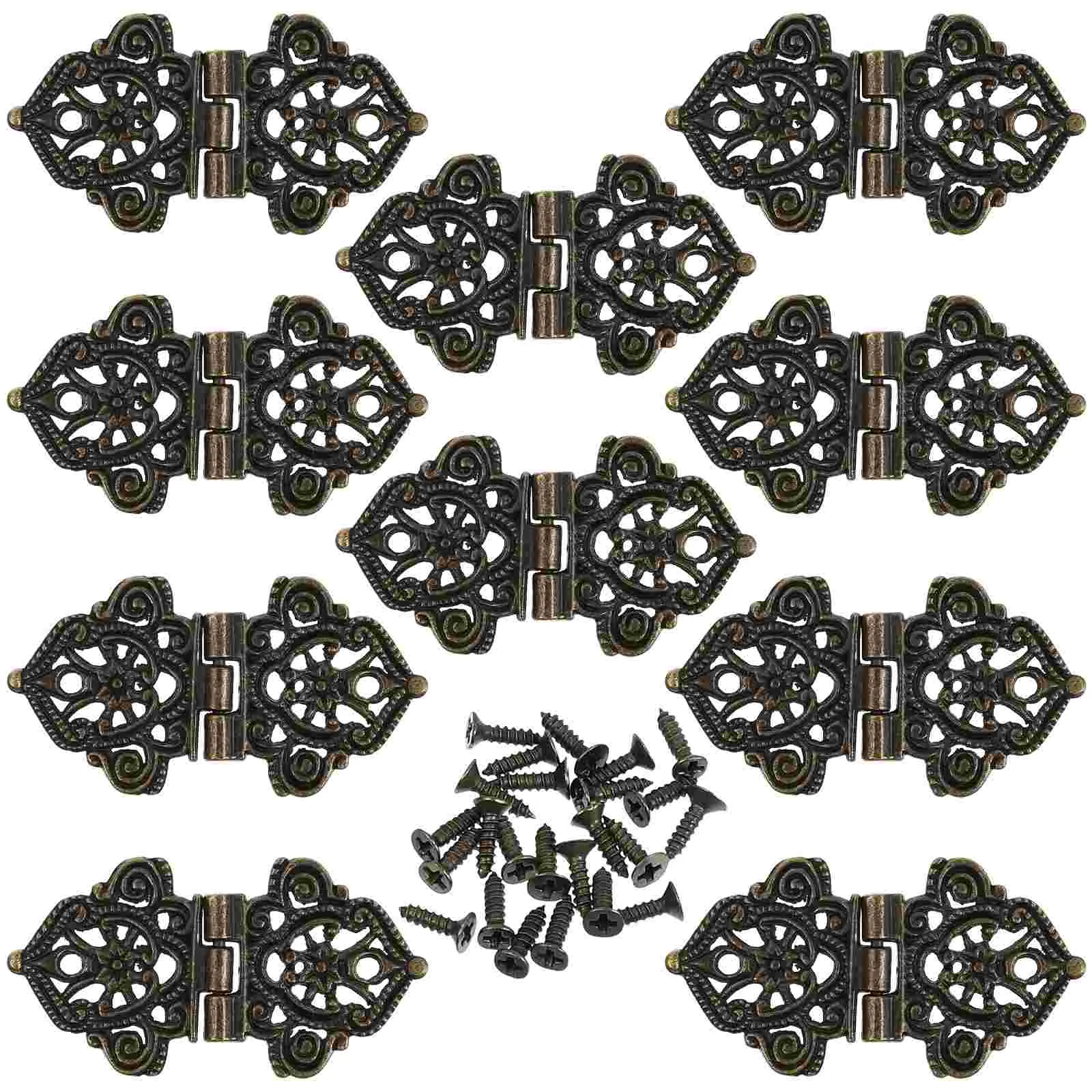

10 Pcs Hinge Miniature Furniture Hinges Jewelry Case Cabinet Doors Vintage Accessories Zinc Alloy Shoe rack