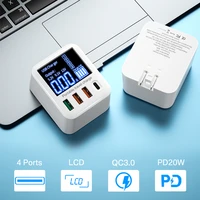 40w quick charge usb charger wall travel phone adapter 4 ports portable phone charger led display for iphone 13 12 xiaomi huawei
