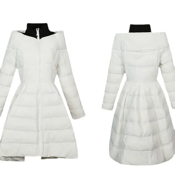 Ladies long slim casual cotton jacket slimming waist light luxury warm fashion large size coat for women