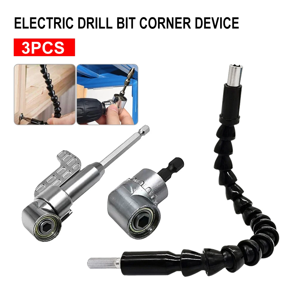 

3Pcs Adjustable 105 Degree Right Angle Drill Bits with Flexible Angle Extension Bit Kit