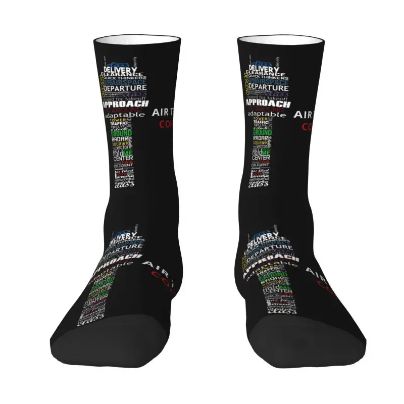 

Air Traffic Controller Men Women Crew Socks Unisex Kawaii 3D Printing Pilot Air Fighter Dress Socks