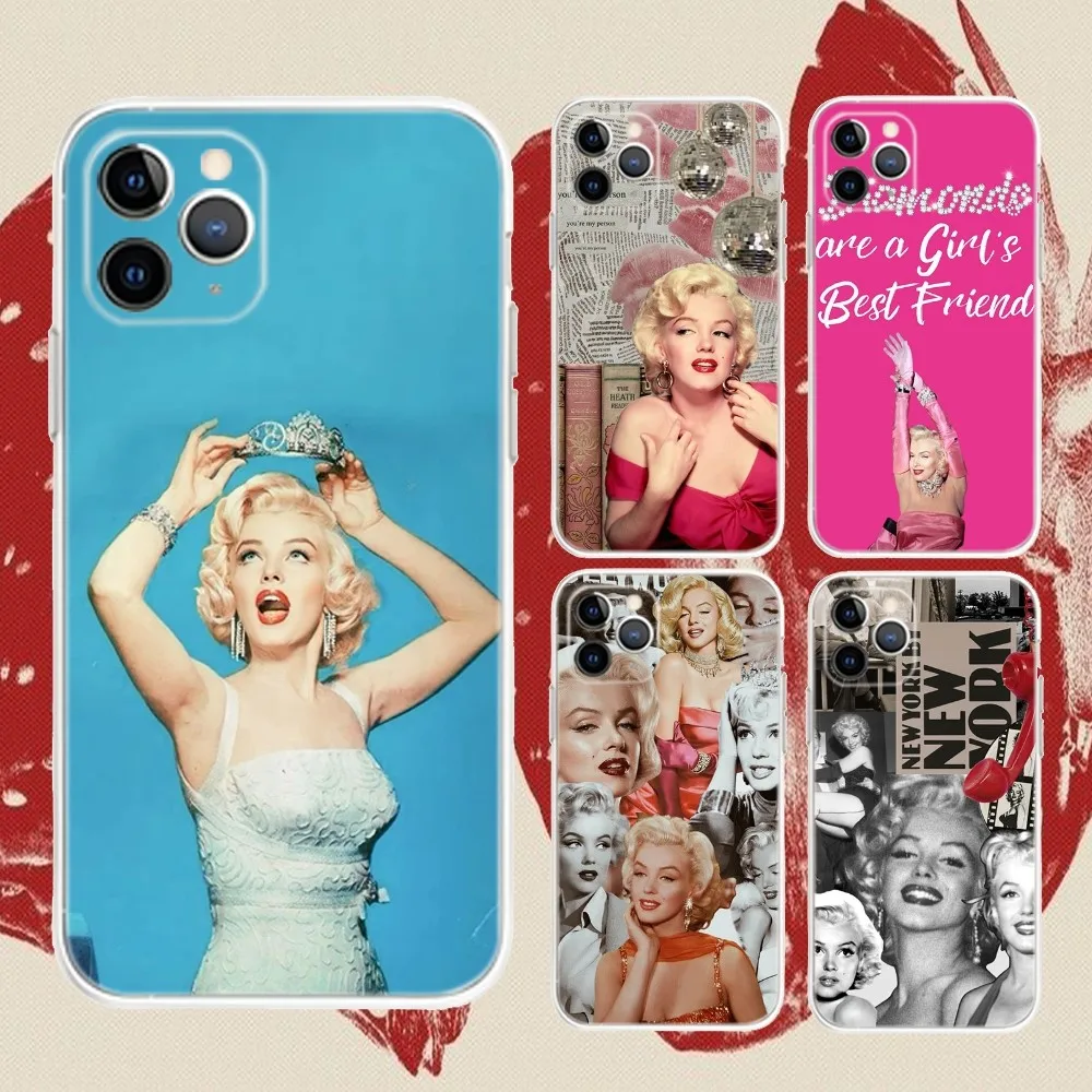 M-MarilynS M-MonroeS Phone Case For iPhone 16 15 14 13 12 11 Plus Pro Max XR XS X 7 8 SE Mini Transparent Silicone Soft