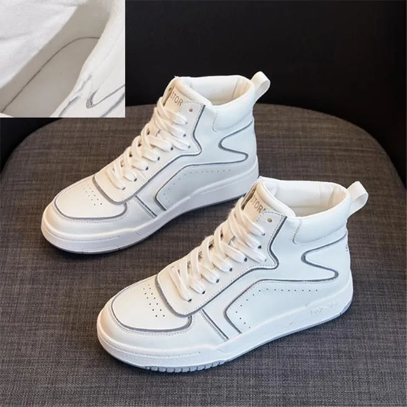 Кроссовки женские из натуральной кожи высокие Вулканизированная резиновая