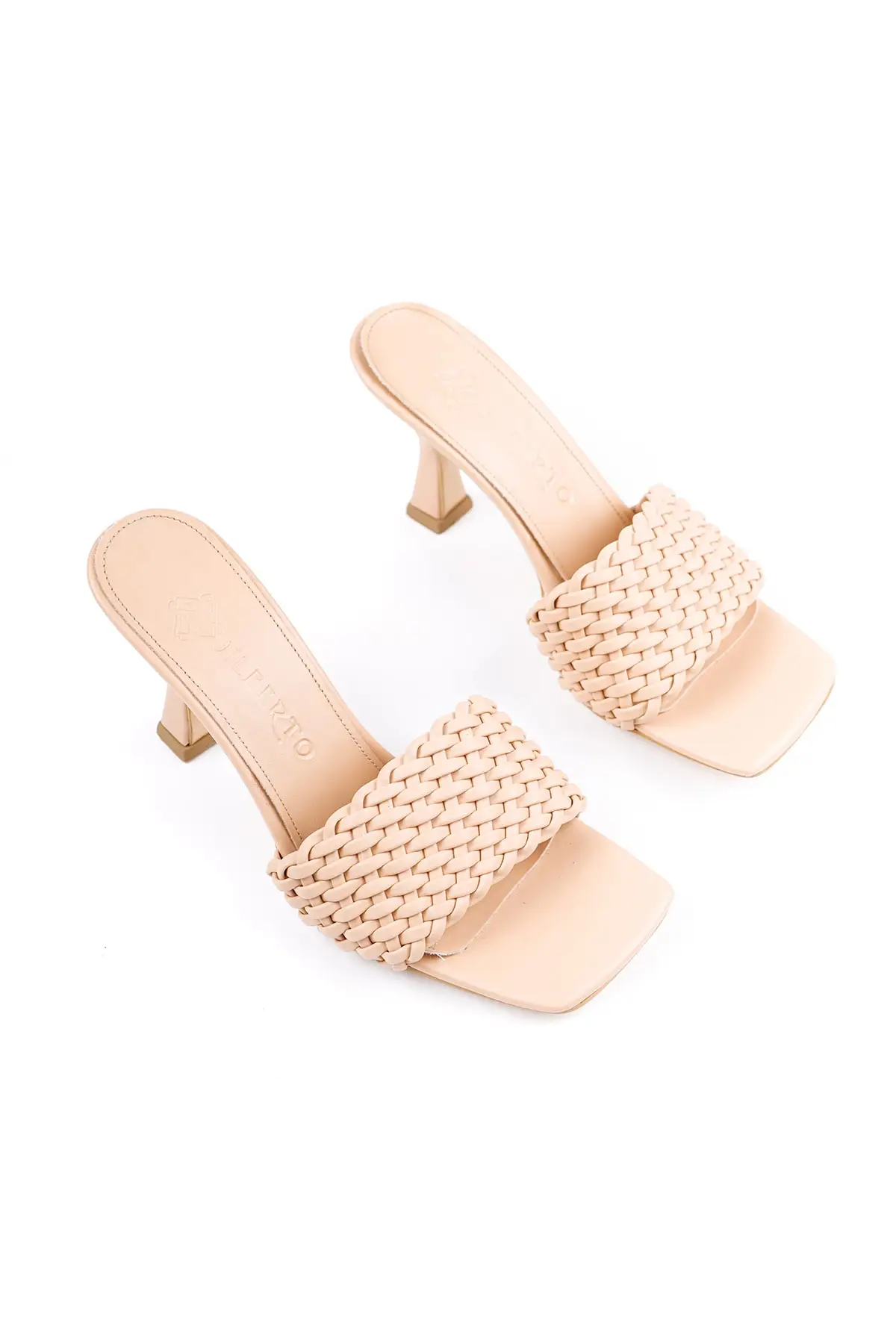 

Georgia Nud Mesh Baretli Square Toe High-Heeled Slippers