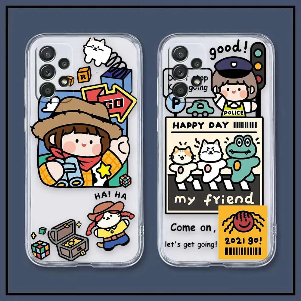 

Clear Case For Samsung Galaxy A20S A21S A22 A23 A32 A42 A50 A51 A52 A53 A71 A91 4G 5G Case Funda Capa Shell Cartoon Space Girl