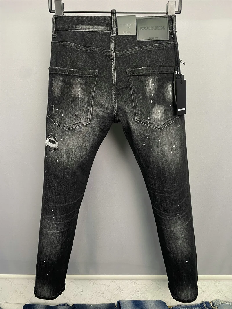 Spring/Summer New DSQUARED2 Men's/Women's Jeans Fashion Slim Stretch Printed Maple Leaf Letter Pants