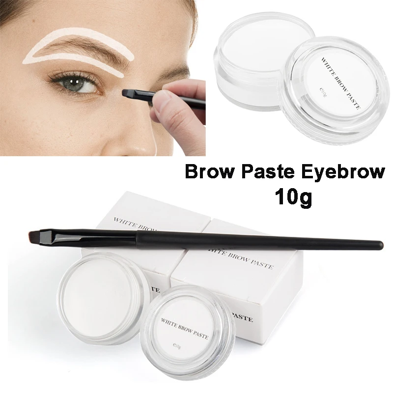 

10g White Eyebrow Paste Tattoo Brow Mapping with Brush Microblading Eyebrows Shape Mark Tools Permanent Makeup Accessories