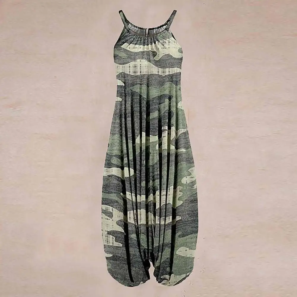 

Geometric Print Sleeveless Summer Jumpsuit Vintage Style Casual Women Romper Stylish Soft Breathable Baggy O Neck Jumpsuit