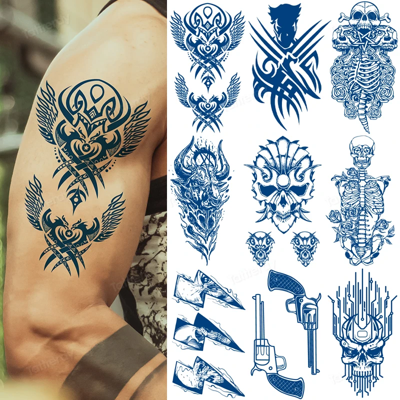 

Herbal Juice Long Lasting Realistic Fake Tattoo Stickers For Men Boys Fierce Wolf Eagle Totem Temporary Tattoos Water Transfer