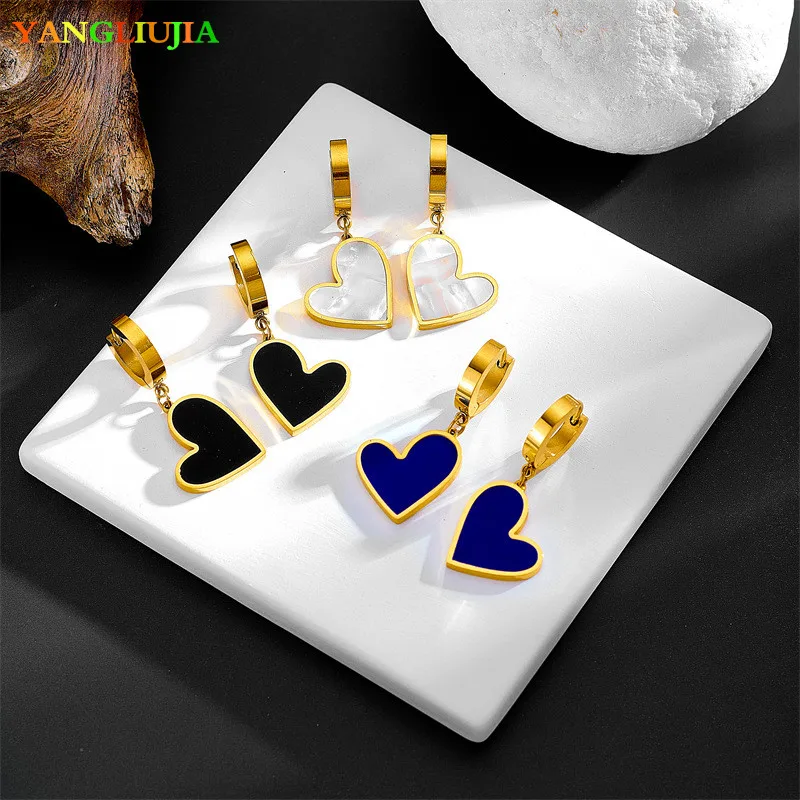 

Titanium Steel Heart Shape Pendant Earrings European American Style Personality, Fashion Earrings Ms Girl Travel Accessories