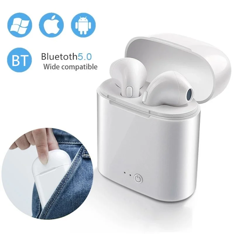 

i7s TWS Wireless Headphones 5.0 Bluetooth Earphone Earbuds Sport Handsfree Headset With Charging Box For Xiaomi Android LG