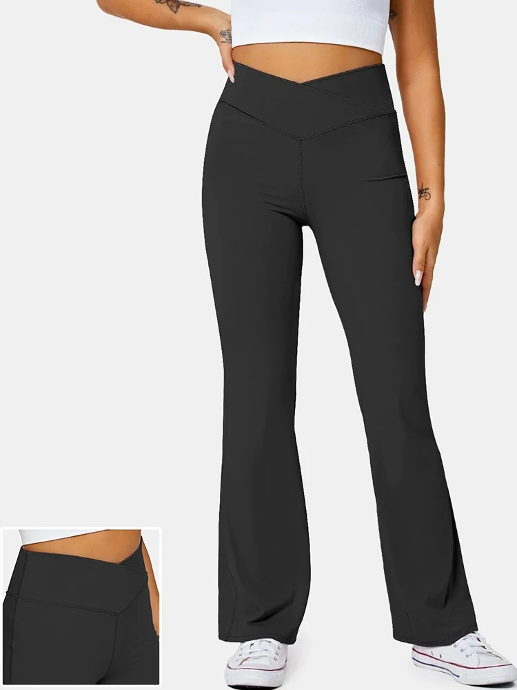 

SVOKOR New Yoga Pants Flare Leg High Waisted Crossover Leggings Women Pants For Fitness Workout Sport 5 Colors Leggings