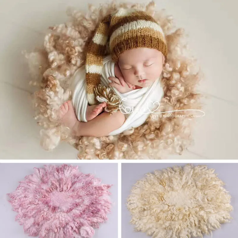 

45cm Newborn Photography Props Blanket Curly Wool Mats Background Baby Photo Shooting Props Flokati Fotografia Accessories