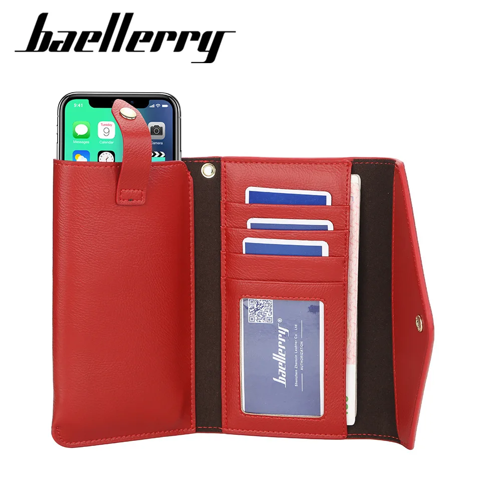 

BAELLERRY Women's Wallet Red Long Wallet with Hasp Girl Large Capacity Coin Purses and Bags Ladies clutch wallet with Hand Strap